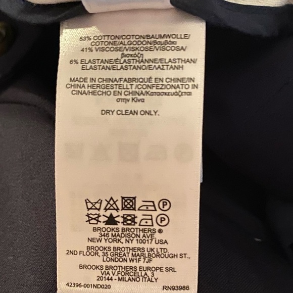 Brooks Brothers Navy Cotton Blend Straight Leg Pants - 14 - Picture 5 of 12